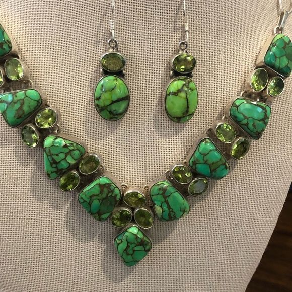 Mohave Lime Green Copper Infused Turquoise and Sterling Silver 925 Bracelet - Picture 10 of 16